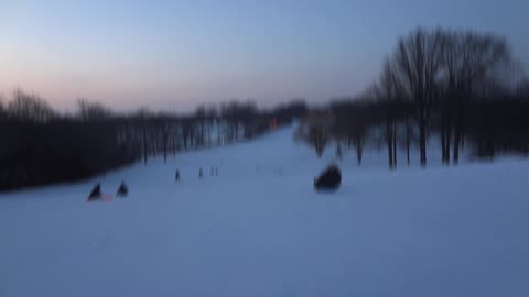 Snow Sledding on the Hill at LaTourette on Staten Island -- Run # 1