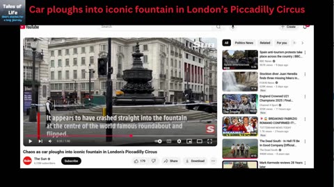 Car ploughs into iconic fountain in London’s Piccadilly Circus