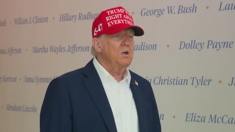 President Trump Visits The People's House Exhibit and Gaggles with the Press 