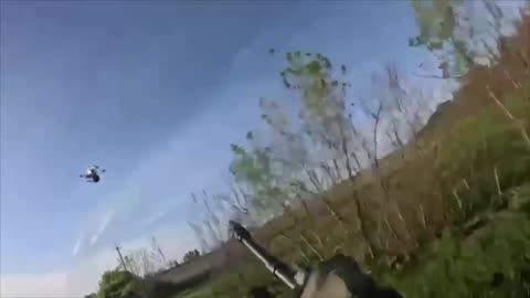 Insane Footage of a Russian Drone Hitting Trees At Last Possible Second Before Hitting Truck