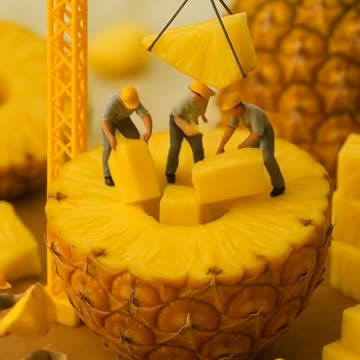 Jack fruit cutting by tiny worker