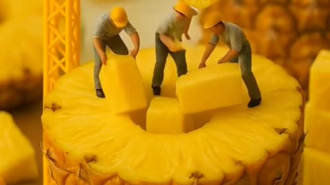 Jack fruit cutting by tiny worker