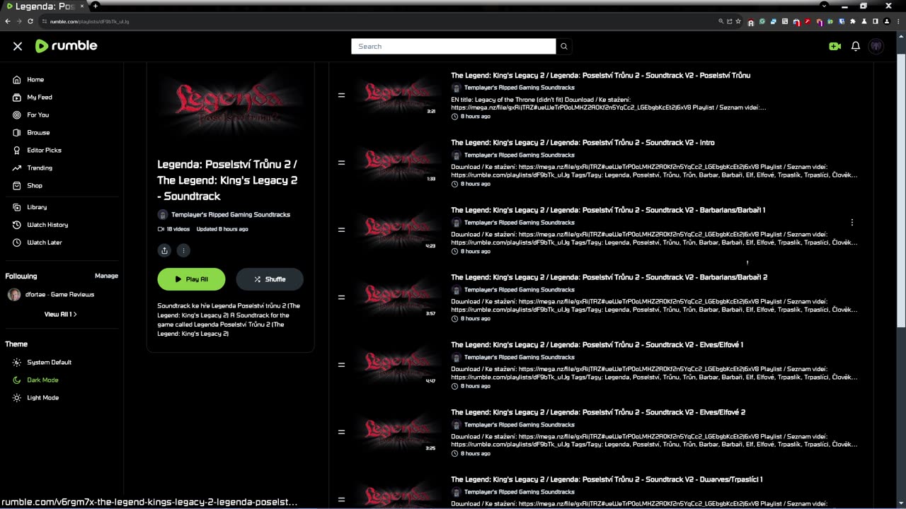The Soundtrack for The Legend: King's Legacy 2 is available on this channel