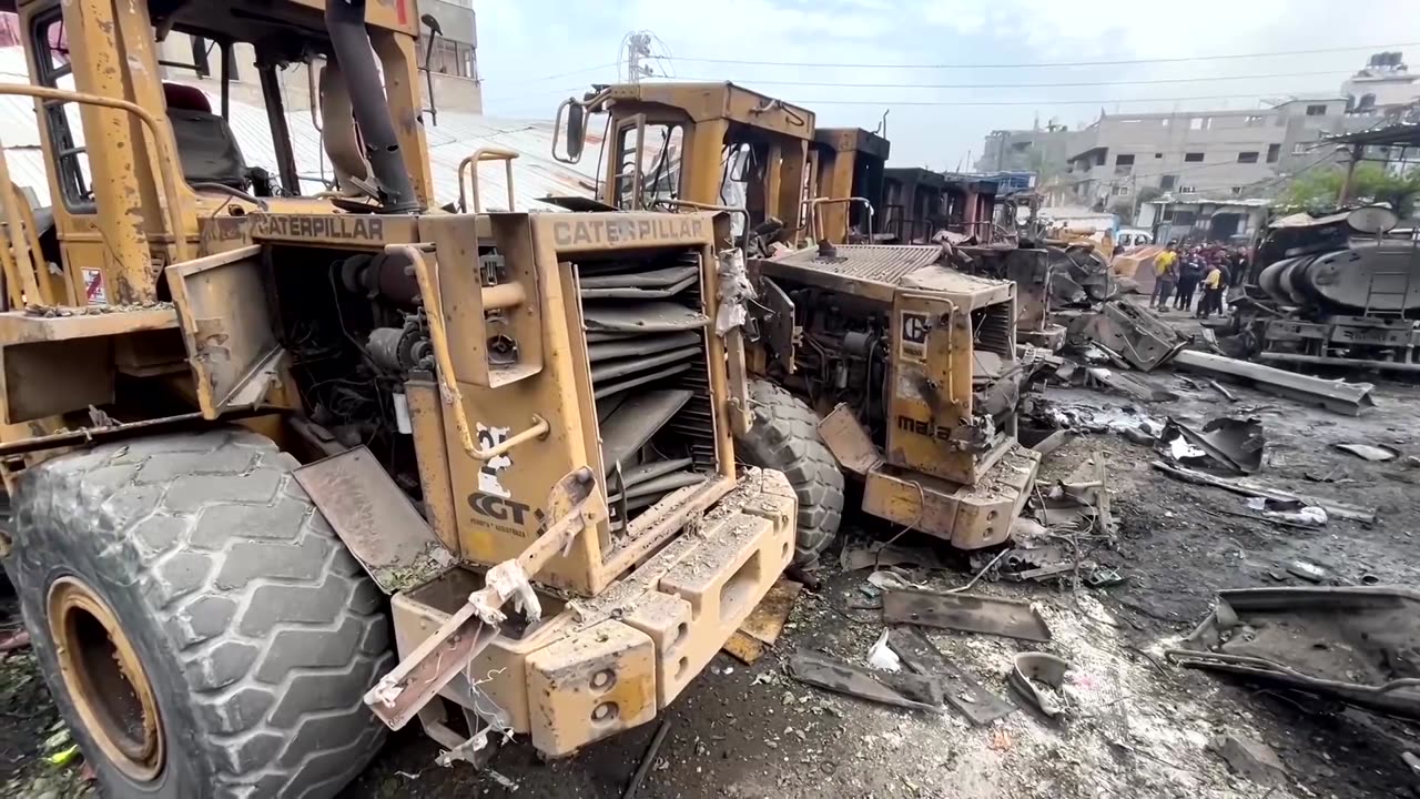 Heavy machinery in Gaza damaged by Israeli strikes