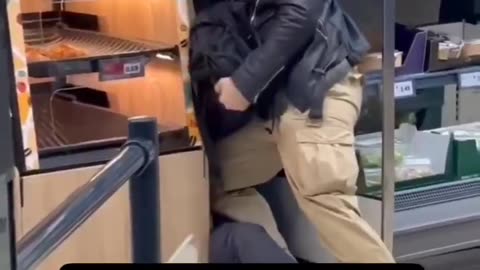 Dublin A foreigner with a knife is subdued and the Gardai arrest him.