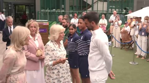 Queen Camilla Meets Novak Djokovic at Wimbledon