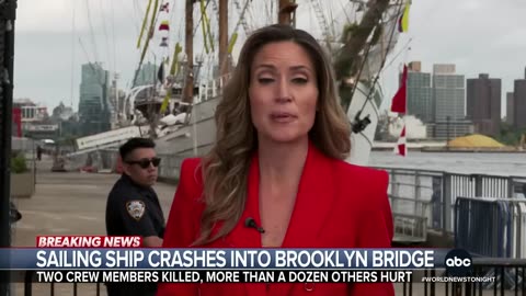 Mexican naval ship crashes into Brooklyn Bridge