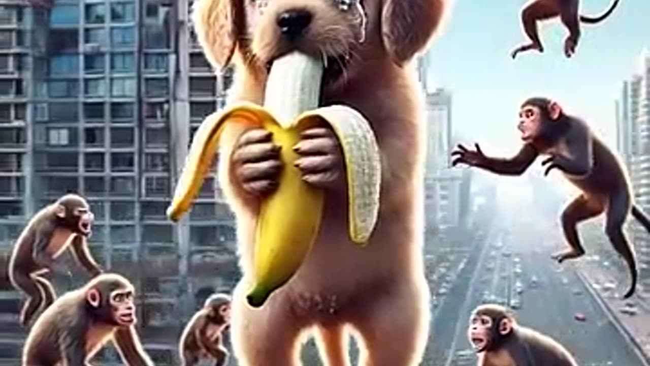 Poor Dog Chased By Evil Monkeys!