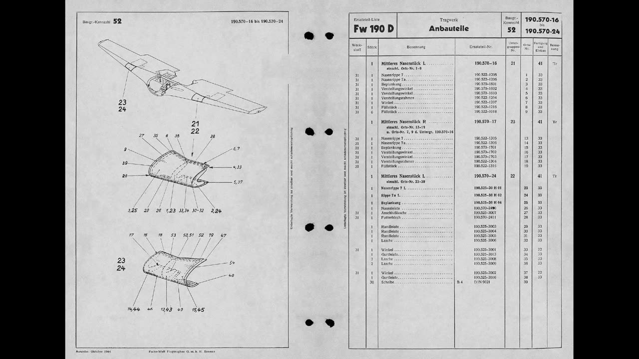 FW-190D Spare parts List. No Sound