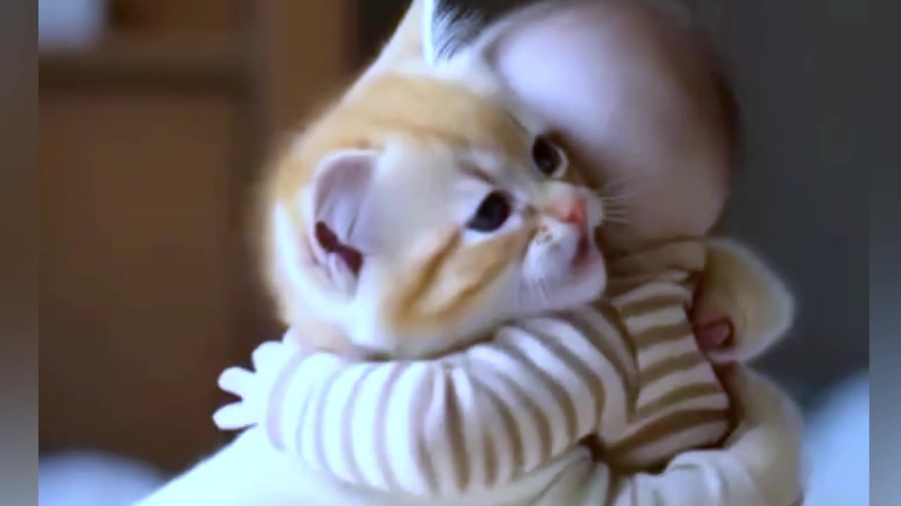 Laughing 🤣 Baby and cat 😺
