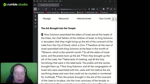 Journy Through The Bible - 1 Kings 8 - King Solomon Dedicates The Temple And Prayer 07162025