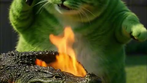 Today was a full meal | Green Cat [AI]