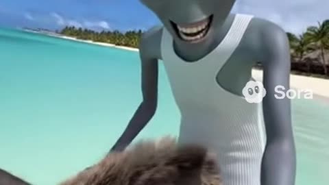 ALIEN rides a PIG in the Maldives 2 - Sora 2 AI VIDEO