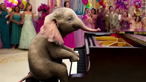 Adorable Baby Elephant Plays Piano at Sparkling Birthday Party
