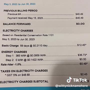 One month utility bill Alberta vs British Columbia
