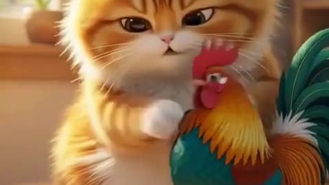 Cat Becomes a Rooster Stylist 😂🐔🐱