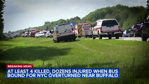 At least 4 killed, dozens injured when bus bound for NYC overturned near Buffalo