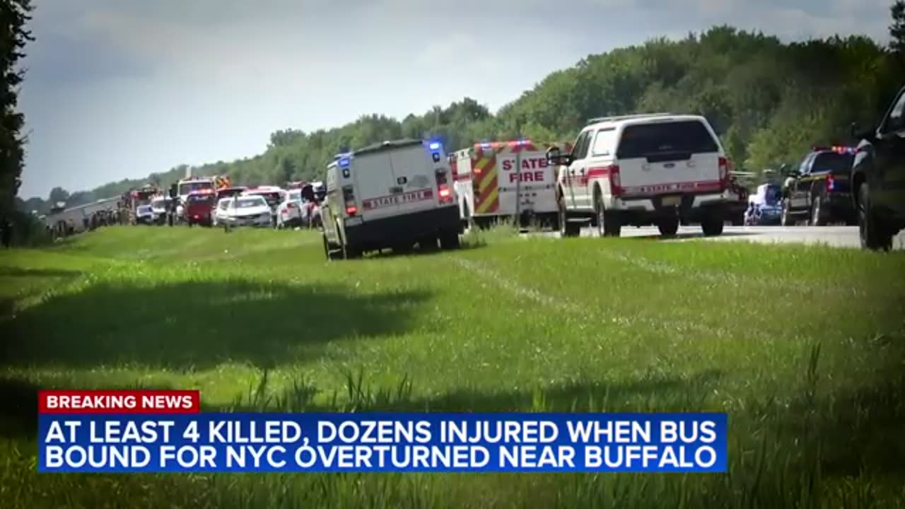 At least 4 killed, dozens injured when bus bound for NYC overturned near Buffalo