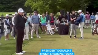 Trump at his, DC Golf course today talking about playing with pro golfer Bryson DeChambeau: