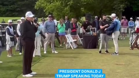 Trump at his, DC Golf course today talking about playing with pro golfer Bryson DeChambeau: