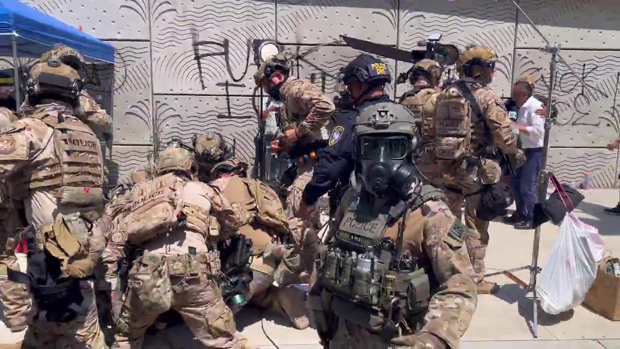 A HUGE group of DHS agents just RUSHED a rioter who was throwing objects at them