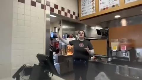 Wendy's employee loses it and begins hitting herself in the head repeatedly after