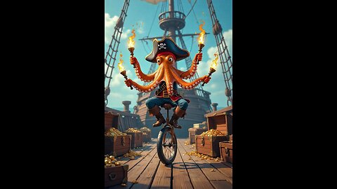🔥 Pirate Octopus Juggles Fire on a Unicycle! 🐙🚴‍♂️💎 ---