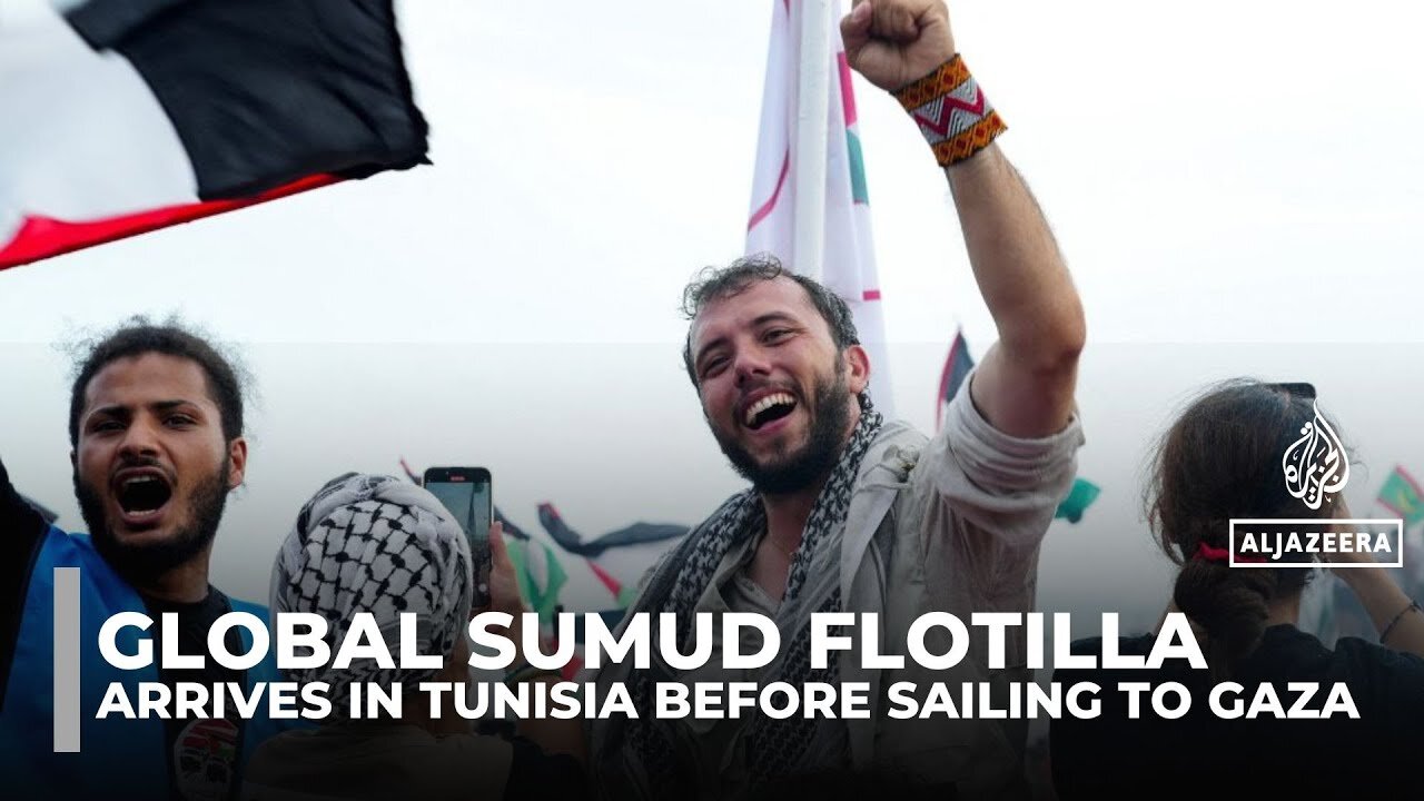 Global Sumud Flotilla arrives in Tunisia before sailing to Gaza in bid to break Israeli blockade