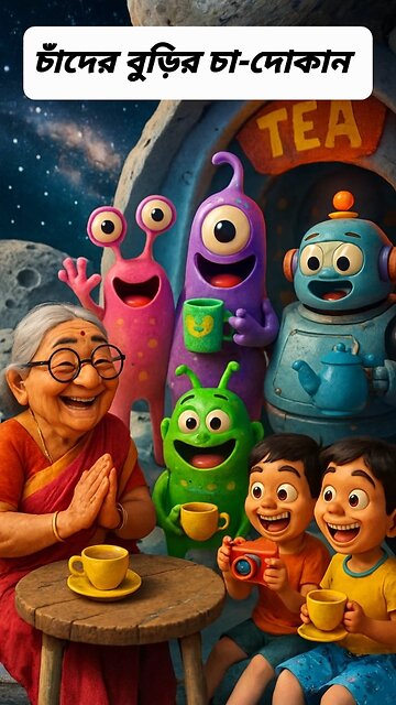 চাঁদের বুড়ির চা-দোকান | Kids Sci-Fi Bangla Animation