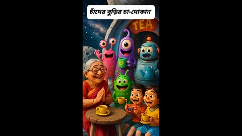 চাঁদের বুড়ির চা-দোকান | Kids Sci-Fi Bangla Animation