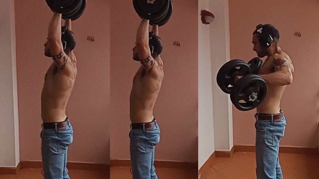 Halteres/Barbells - 22Kg Biceps Curls, 24kg Ombros/Shoulders Lateral, 26kg Ombros Estendidos/S Raise