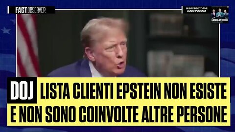DOJ: Non esiste alcuna lista dei clienti di Epstein e non sono coinvolte altre persone