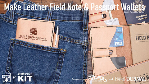 How to make Leather Field Note Book Wallets that also fit Passports with DIY craft Patterns or Kits.