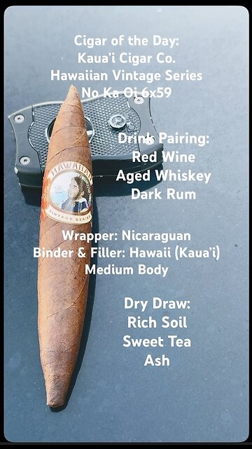 Kaua’i Cigar Co. Hawaiian Vintage No Ka Oi 6x59 Perfecto #Hawaiian #Short #Shorts #CigarOfTheDay