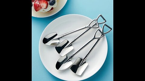 4-Piece Stainless Steel Spoon Set, for Coffee, Ice Cream, Cake, Fruit & More