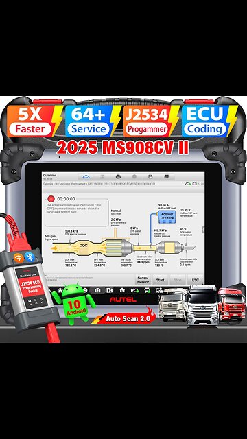 2025 Autel Scanner MaxiSys Heavy Duty Truck Diagnostic Tool