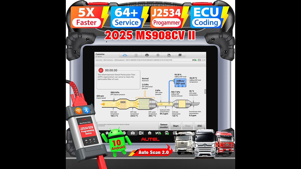 2025 Autel Scanner MaxiSys Heavy Duty Truck Diagnostic Tool