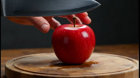 Cut an apple with a knife