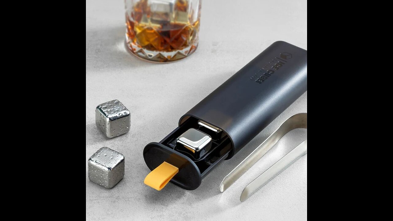 4 Piece Reusable Stainless Steel Ice Cube Kit, for Scotch, Whiskey, Wine & Drink