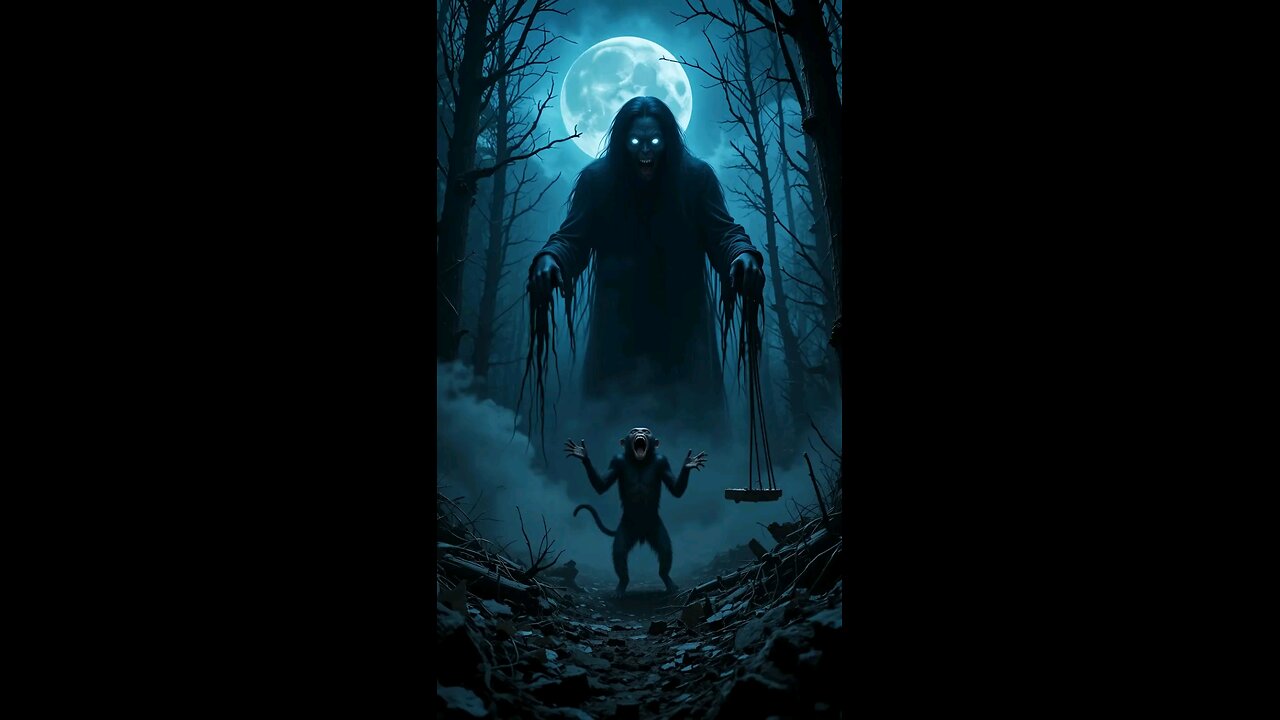 monkey scared with ghost