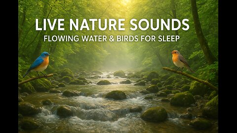 🌊🐦 Flowing Water & Bird Sounds LIVE | Nature Sounds for Sleep 😴 & Relaxation 🌿 | 24/7 Calm Stream