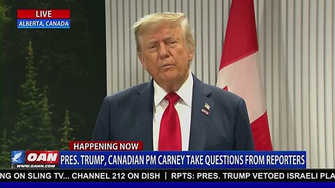 President Trump Takes Questions As He Meets With Canadian Prime Minister Mark Carney At G7 Summit