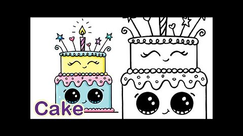 How to Draw a Cartoon Birthday Celebration Cake Cute and Easy