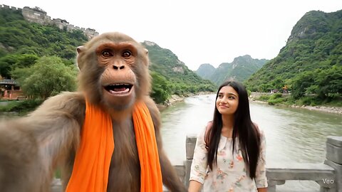 monkey vlogging in Kashmir