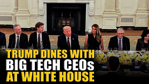 US President Donald Trump hosts a high-profile dinner with top tech CEOs at the White House