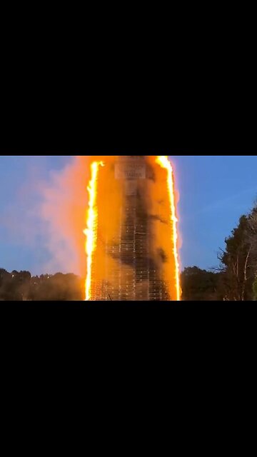 In Northern Ireland, a bonfire was set up featuring a migrant boat & a giant Palestinian flag effigy