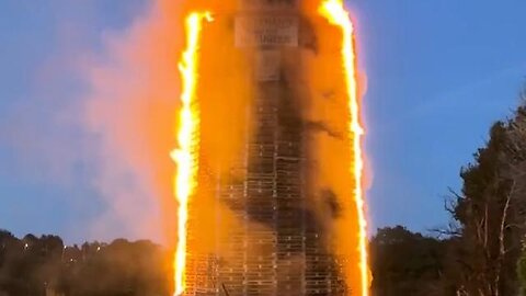 In Northern Ireland, a bonfire was set up featuring a migrant boat & a giant Palestinian flag effigy