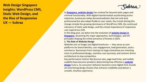 Web Design Singapore Insights: WordPress CMS, Static Web Design,