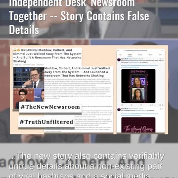 Fact Check: Maddow, Colbert And Kimmel Did NOT Launch The Independent Desk Newsroom -- False Details