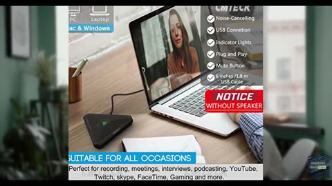 CMTECK Conference USB Microphone, Mute Button, Omnidirectional Condenser Boundar